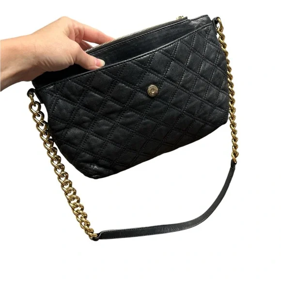 Marc Jacobs Black Quilted Shoulder Bag with Gold Chain